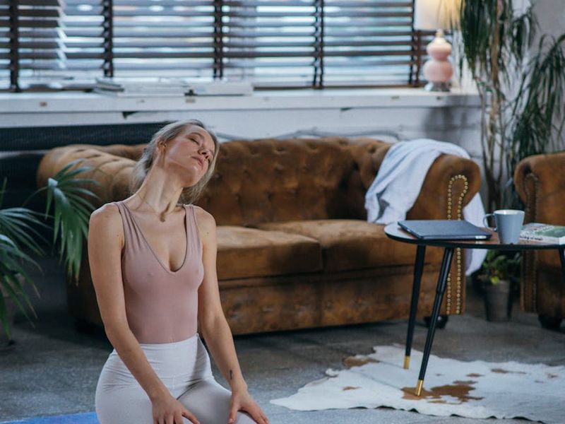 Serene atmosphere of a yoga practice room.